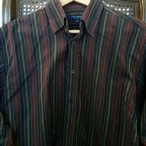 Ted Baker London Long Sleeve Cotton Woven Stripr Dress Shirt, Size 4